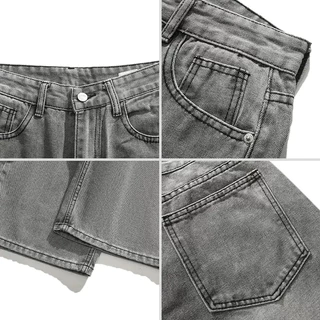 สไตล์อเมริกัน กางเกงยีนส์ผู้ชาย baggy jeans ขากระบอก