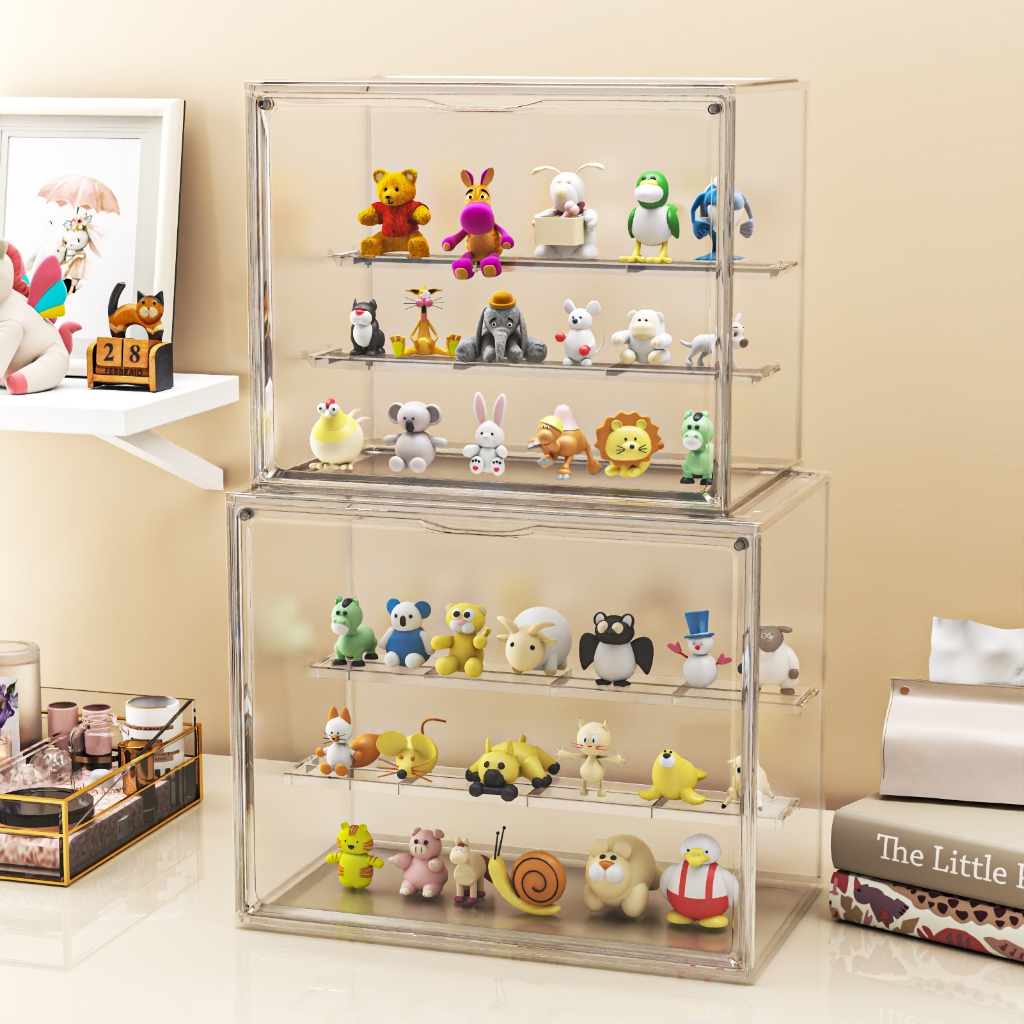 Vexel กล่องจัดเก็บอคริลิคใส กล่องเก็บตุ๊กตากันฝุ่น ตู้โชว์ของเล่นบนเดสก์ท็อป มี 2 รุ่นให้เลือก【COD】