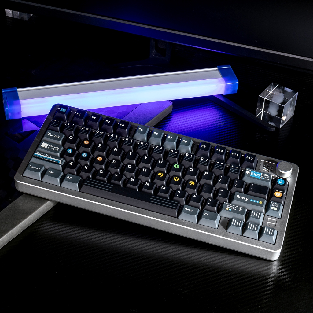 NYC Subway Keycaps PBT cherry Profile ชุดปุ่มกดสีดําสําหรับคีย์บอร์ดแบบกลไก