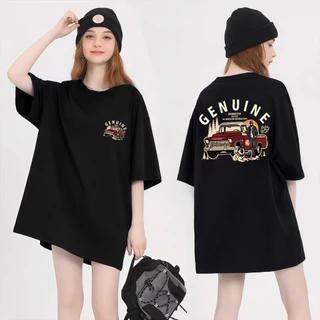 (ผ้าฝ้าย 100%) Luvoro 2026 เสื้อยืด เสื้อยืดสีดําและสีขาว ไซส์บวก ออกแบบย้อนยุค ผ้าฝ้ายแท้ 100% oversize T-shirt unisex ลาย เนื้อผ้านุ่มระบายอากาศดี สำหรับผู้ชายและผู้หญิง ค1079