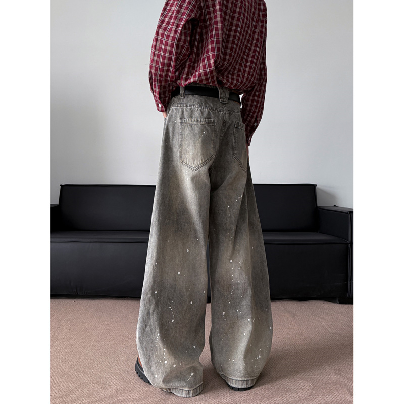 Komore กางเกงยีนส์ผู้ชาย baggyjeans กางเกงยีนวินเทจอเมริกัน สไตล์สตรีทฟัช คุณภาพสูงสไตล์เป็นกลางกางเกงยีนส์ scimitar สีอ่อน M-3XL - รูปที่ 6