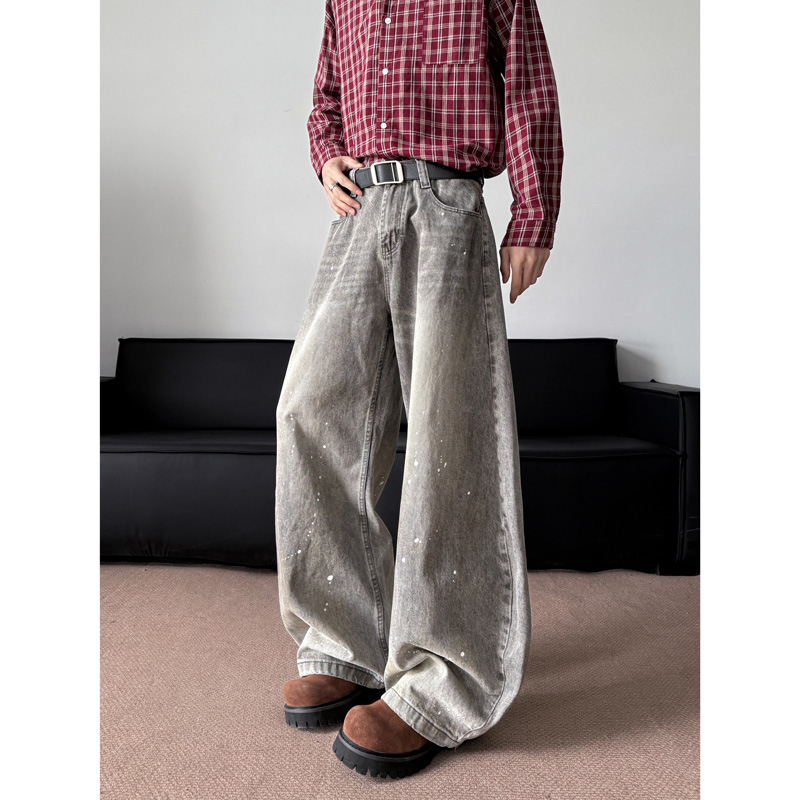 Komore กางเกงยีนส์ผู้ชาย baggyjeans กางเกงยีนวินเทจอเมริกัน สไตล์สตรีทฟัช คุณภาพสูงสไตล์เป็นกลางกางเกงยีนส์ scimitar สีอ่อน M-3XL - รูปที่ 4