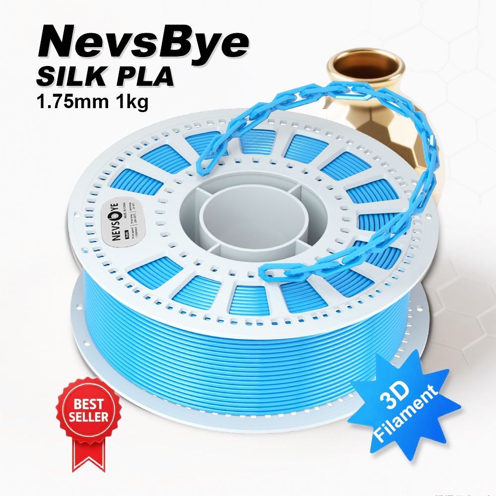 Silk PLA 3D Printer Filament 1.75 mm, 1 kg Cardboard Spool, Dimensional Accuracy +/- 0.02 mm, Suitable for Most Printers, Tangle-Free for Smooth Printing