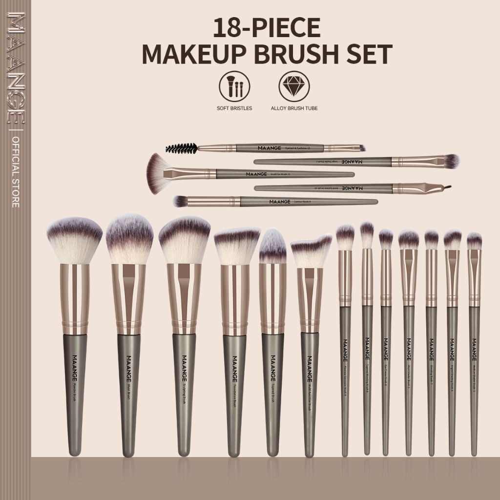 MAANGE ชุดแปรงแต่งหน้า 18 ชิ้นชุดแปรงแต่งหน้าอเนกประสงค์ 5810