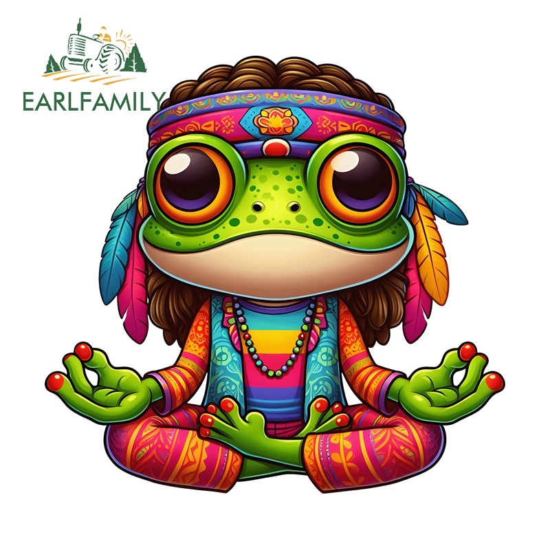 EARLFAMILY กบบ้ารถสติกเกอร์รถจักรยานยนต์ที่น่าสนใจสเก็ตบอร์ดเครื่องปรับอากาศรถ PVC Decals บุคลิกภาพกันน้ํา Scratch-Proof รถประตู Protector - รูปที่ 4