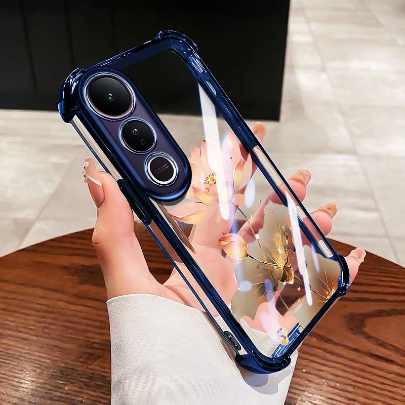 YBD สําหรับ Vivo V60 Lite Y200 Y300 V40 Lite V50 Lite V50E V40 Pro 5G น้ํามันเงิน Lotus TPU ซิลิโคนนุ่ม Anti Drop สี่มุมถุงลมนิรภัย Shell - รูปที่ 5