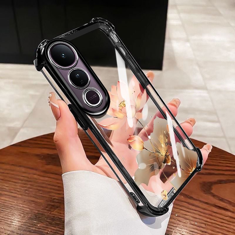 YBD สําหรับ Vivo V60 Lite Y200 Y300 V40 Lite V50 Lite V50E V40 Pro 5G น้ํามันเงิน Lotus TPU ซิลิโคนนุ่ม Anti Drop สี่มุมถุงลมนิรภัย Shell - รูปที่ 6