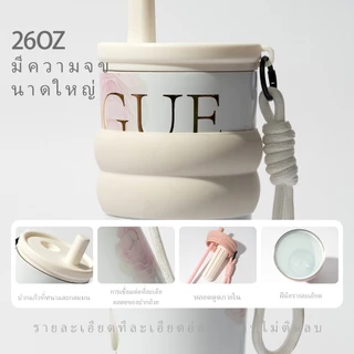 Ins Thermos Cup (26oz/710ml) ถ้วยกาแฟฝาสแตนเลสพร้อมช่องใส่สูญญากาศและซับเซรามิก รวมรูปแบบการพิมพ์ลักษณะ ins สไตล์ High-End Feeling 710ml เซรามิค Liner ถ้วย