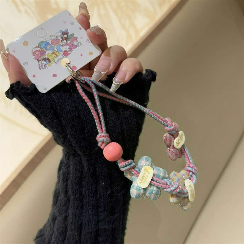 ดันดอกไม้ตาข่ายลูกปัดเชือกเส้นเล็กโทรศัพท์เสน่ห์สายรัดจี้สร้อยข้อมือสําหรับ ไอโฟน แอร์พอด อุปกรณ์เสริมกระเป๋าผู้หญิงสาวแขวนสายไฟ - รูปที่ 2