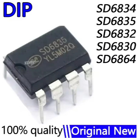 (10 ชิ้น) SD6834 DIP-8 SD6834 DIP SD6835 SD6832 SD6830 SD6864 ชิ้นส่วนเดิมอะแดปเตอร์ IC DIP8 LCD Pow