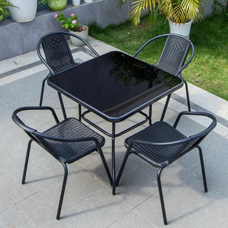 เฟอร์นิเจอร์กลางแจ้งชุดสวน 4 เก้าอี้และโต๊ะ 1 ใบสําหรับระเบียง,ลาน,Terrace