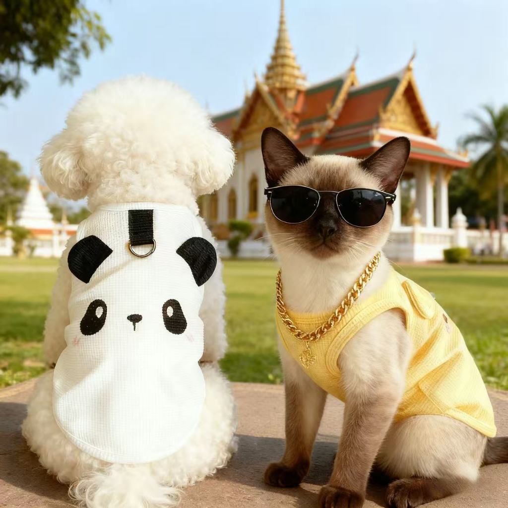 【🚀ส่งจากไทย】🐱🐕เสื้อสัตว์เลี้ยง ป้องกันขนร่วง ผ้าคอตตอนนุ่มระบายอากาศดี! เสื้อผ้าแมว ลายการ์ตูนน่ารัก ไซส์ครบ XS-8XL เสื้อผ้าสุนัขขนาดเล็ก แมว-สุนัขทุกรูปร่าง💨🌟 เสื้อผ้าสุนัข