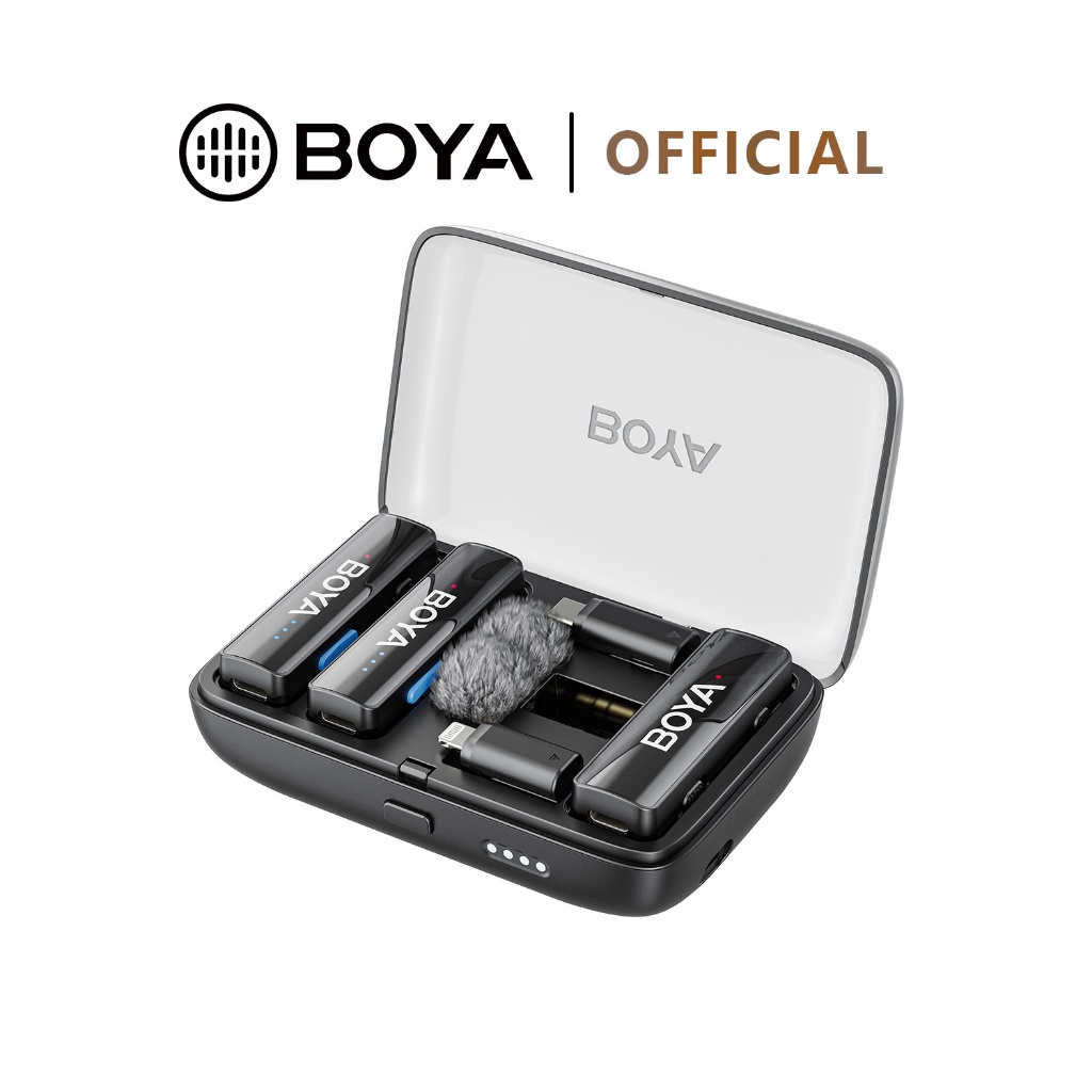BOYA BOYALINK 2ไมโครโฟนไร้สายไมโครโฟนปกสําหรับกล้อง iPhone Android สตรีมมิ่งสดการบันทึกเสียงสัมภาษณ์