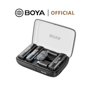 BOYA BOYALINK 2 Wireless Microphone Lapel 3 Adapters in 1 Case 2-level Noise Cancellation Upgraded