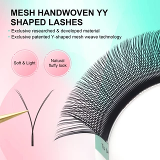NAGARAKU 6480fans YY Eyelash Extensions ความจุสูง 54 แถวทอมือ Y รูปตาข่ายเทคโนโลยี Wispy Cluster Matte สีดํา
