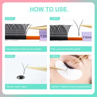 NAGARAKU 6480fans YY Eyelash Extensions ความจุสูง 54 แถวทอมือ Y รูปตาข่ายเทคโนโลยี Wispy Cluster Matte สีดํา