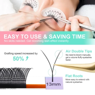 NAGARAKU 6480fans YY Eyelash Extensions ความจุสูง 54 แถวทอมือ Y รูปตาข่ายเทคโนโลยี Wispy Cluster Matte สีดํา