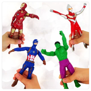 The Avengers ตุ๊กตาฟิกเกอร์ The Marvel Spiderman Hulk Ironman Captain America หมุนได้ 360° ของเล่นสําหรับเด็ก