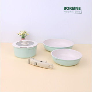 Boreine ที่ถอดออกได้ Handle Series สีฟ้า Nonstick เซรามิค Ro…