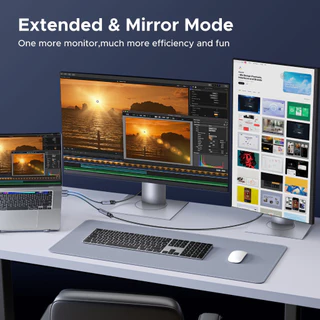 UGREEN อะแดปเตอร์ DP เป็น HDMI 8K @ 60hz, เปลือกวัสดุอลูมิเนียม 20 ซม. สายถักไนลอนสําหรับทีวี/พีซี/แล็ปท็อป