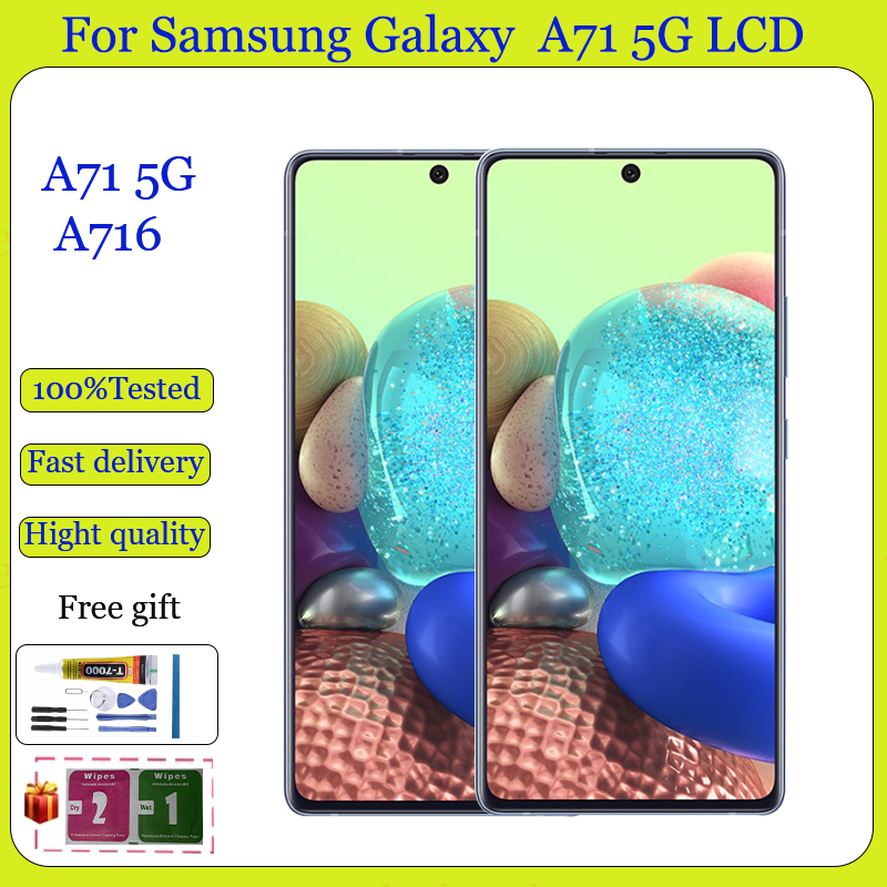 Lcd AMOLED ดั้งเดิมสําหรับ Samsung Galaxy A71 5G A716 จอแสดงผล LCD Touch Screen Digitizer ชุดเปลี่ยน
