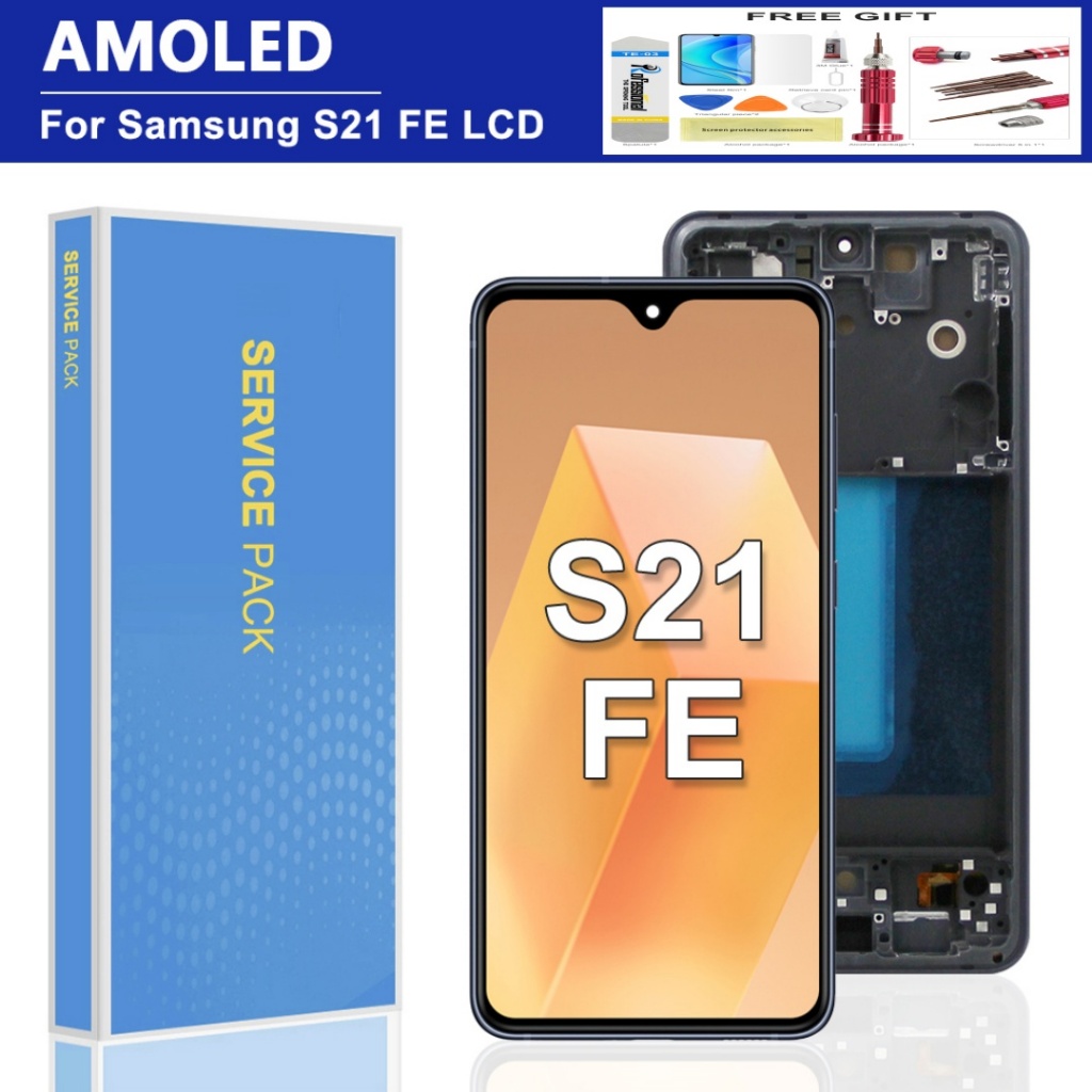 AMOLED สําหรับ Samsung Galaxy S21 FE 5G จอแสดงผล LCD SM-G990B, SM-G990B/DS, SM-G990U หน้าจอสัมผัสเปล