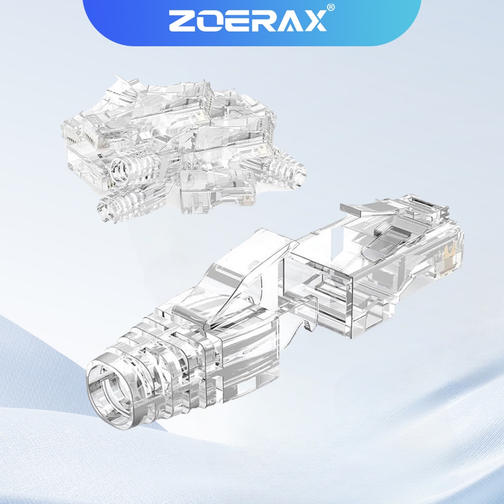 Zoerax RJ45 Cat6 ตัวเชื่อมต่อผ่านตัวเชื่อมต่อ และบูทบรรเทาความเครียด EZ เป็นปลั๊กโมดูลาร์ สําหรับสายเคเบิลเครือข่ายแข็ง หรือเส้น