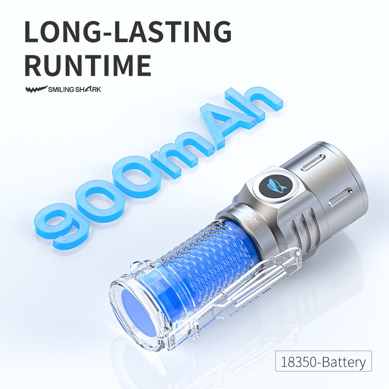 แฟลชขนาดมินิ SMILING SHARK ไฟฉาย LED พลังงานสูง ไฟฉายขนาดเล็ก M80 6000LM ไฟขนาดกระเป๋าแบบชาร์จไฟได้ 4 โหมด Type-c พร้อมคลิปกันน้ํา ไฟฉายสําหรับการเดินป่ากลางคืนกลางแจ้ง SD5377 — صورة 6