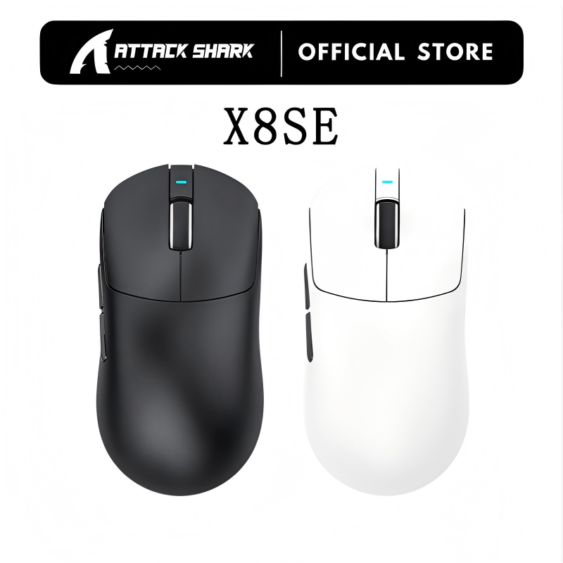 ATTACK SHARK X8SE เมาส์เล่นเกมไร้สาย Superlight - 55g Ultra-Lightweight BK52820 PAW3311 Tri-Mode (2.4G/Bluetooth/USB-C) 25000 DPI 500mAh แบตเตอรี่ 5 ปุ่มตั้งโปรแกรมได้