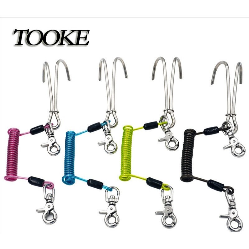 TOOKE316สแตนเลสดําน้ําสปริงไหลตะขอหดคู่ไหลตะขอป้องกันการกัดกร่อนที่เรียบง่ายฤดูใบไม้ผลิเชือกตะขออุปก