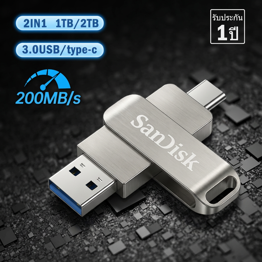 แฟลชไดร์ฟ 1TB type c OTG USB Flashdrive 2 in 1 Thumbdrive otg type c แฟลชไดร์ฟ 3.0 Dual Drive Flash 