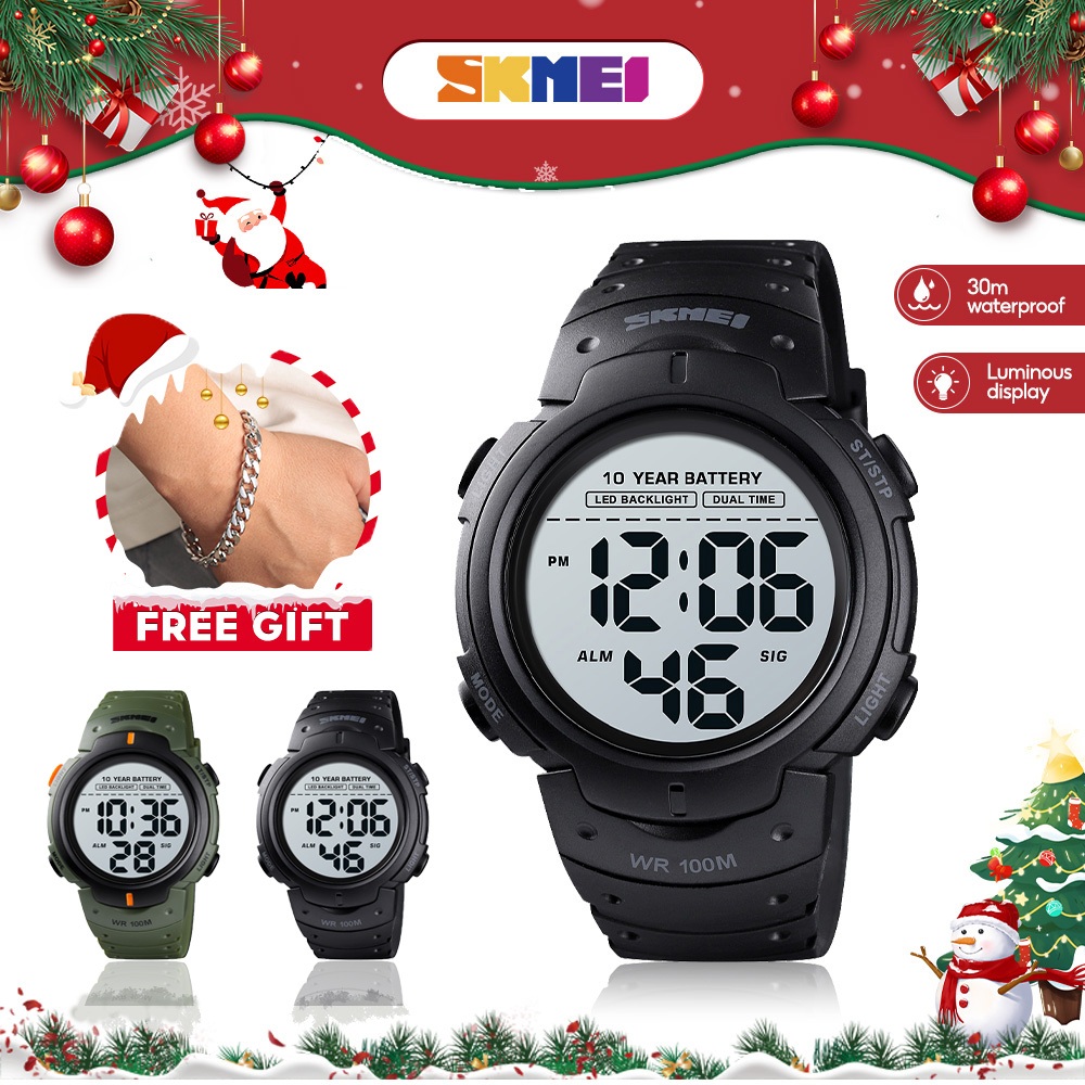 SKMEI 10 years นาฬิกาข้อมือดิจิตอลกันน้ําลึก 100 เมตร
