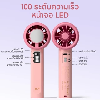 Yodevoe พัดลมมือถือ ปรับระดับได้ 100 ระดับ พัดลมพกพา ไม่มีใบมีด ชาร์จใหม่ได้ ใช้งานได้ 15 ชม