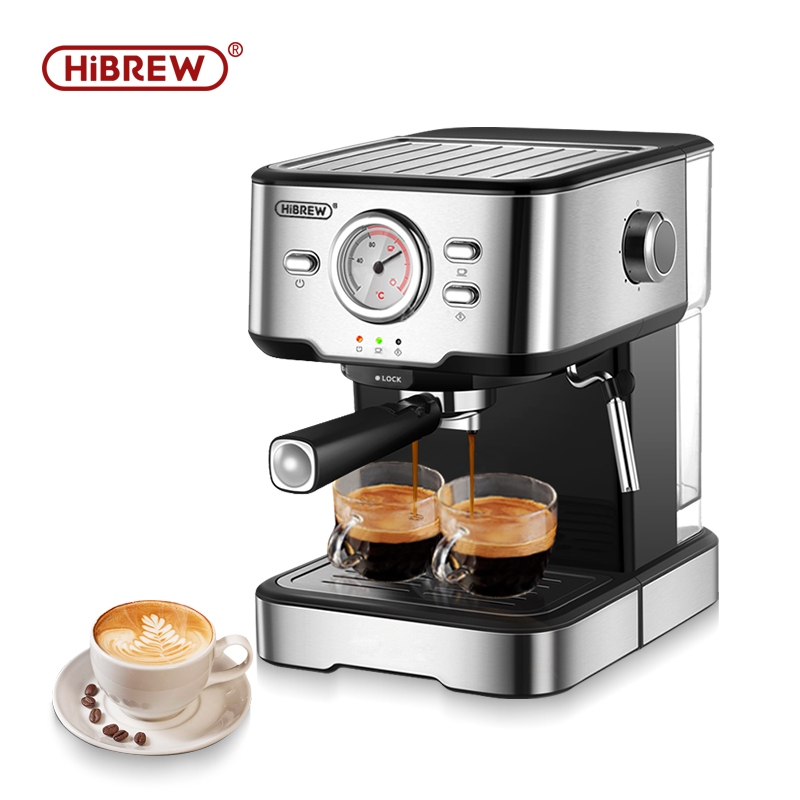 HiBREW H5 เครื่องชงกาแฟ Espresso 20Bar เครื่องชงกาแฟ Frother นม Integrated Steam Visible เครื่องวัดอ