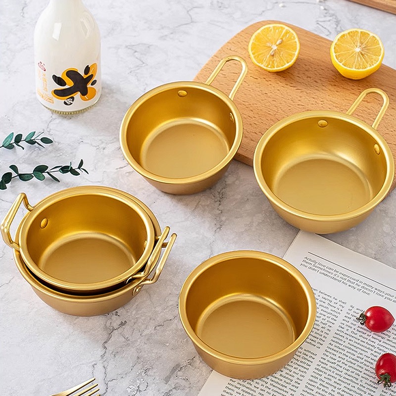 ⭐️ส่งจากกรุงเทพ ⭐️ถ้วยเกาหลี สแตนเลส/อะลูมิเนียม | ถ้วยมักกอลลี มีหูจับ สีทอง | 2แบบ2ขนาด | เหมาะสำหรับร้านอาหาร/ครัวเรือน ใส่เครื่องปรุงรส - รูปที่ 5