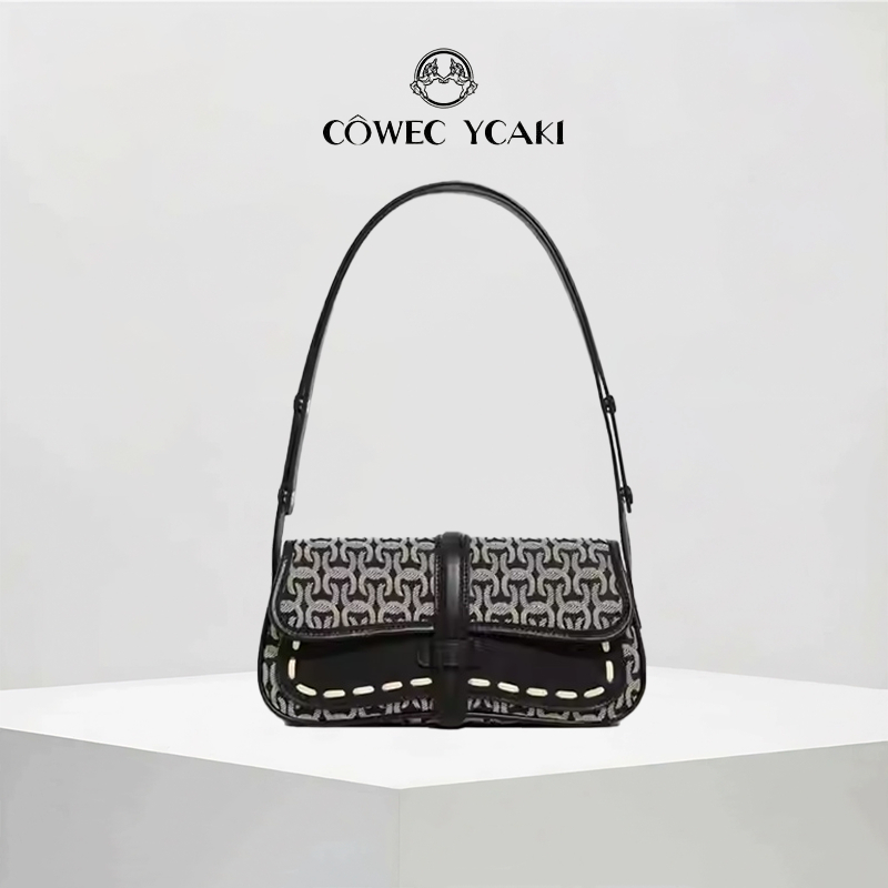 COWEC YCAKI กระเป๋าสะพายข้างผู้หญิง  ความรู้สึกระดับไฮเอนด์ กระเป๋าสะพายไหล่ สไตล์วินเทจคลาสสิค crossbody bag