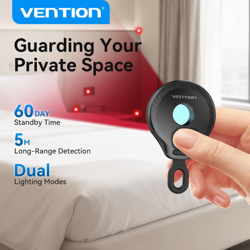 Vention Pinhole Camera Detector High-efficiency Detection Anti-Peeping Security Protection Portable Hidden Lens Detector for Couple Lady Female Student Hotels Public Restrooms Apartments Fitting Rooms