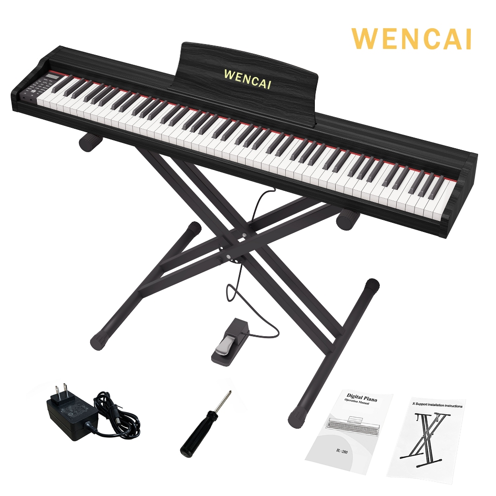 WENCAI เปียโนดิจิตอลพร้อมขาตั้ง 88 คีย์ไม้มืออาชีพสมาร์ทคีย์บอร์ดเปียโนไฟฟ้าแบบพกพาเปียโนอิเล็กทรอนิกส์ขาย