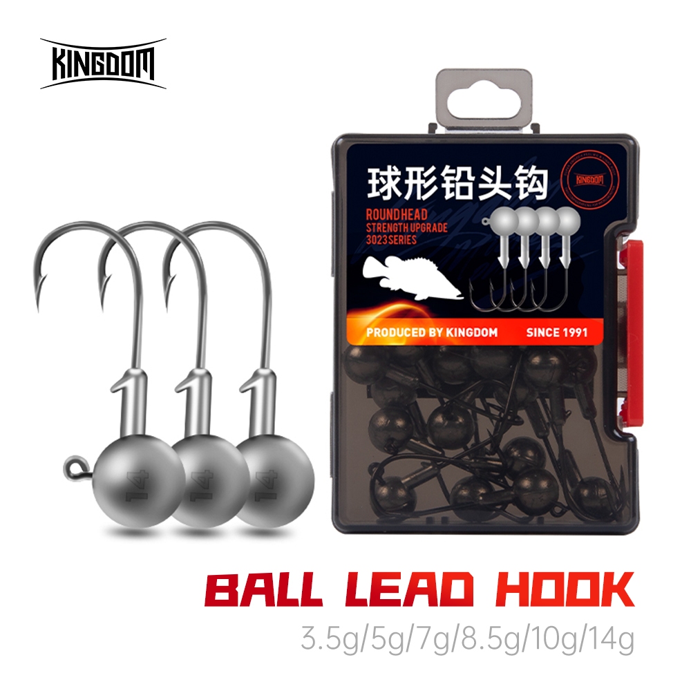 Kingdom BALL LEAD HOOK ตะขอตกปลา 20 ชิ้น/กล่อง 3.5g 5g 7g 8.5g 10g 14g Ball ตะกั่ว Hook Bullet Jig H
