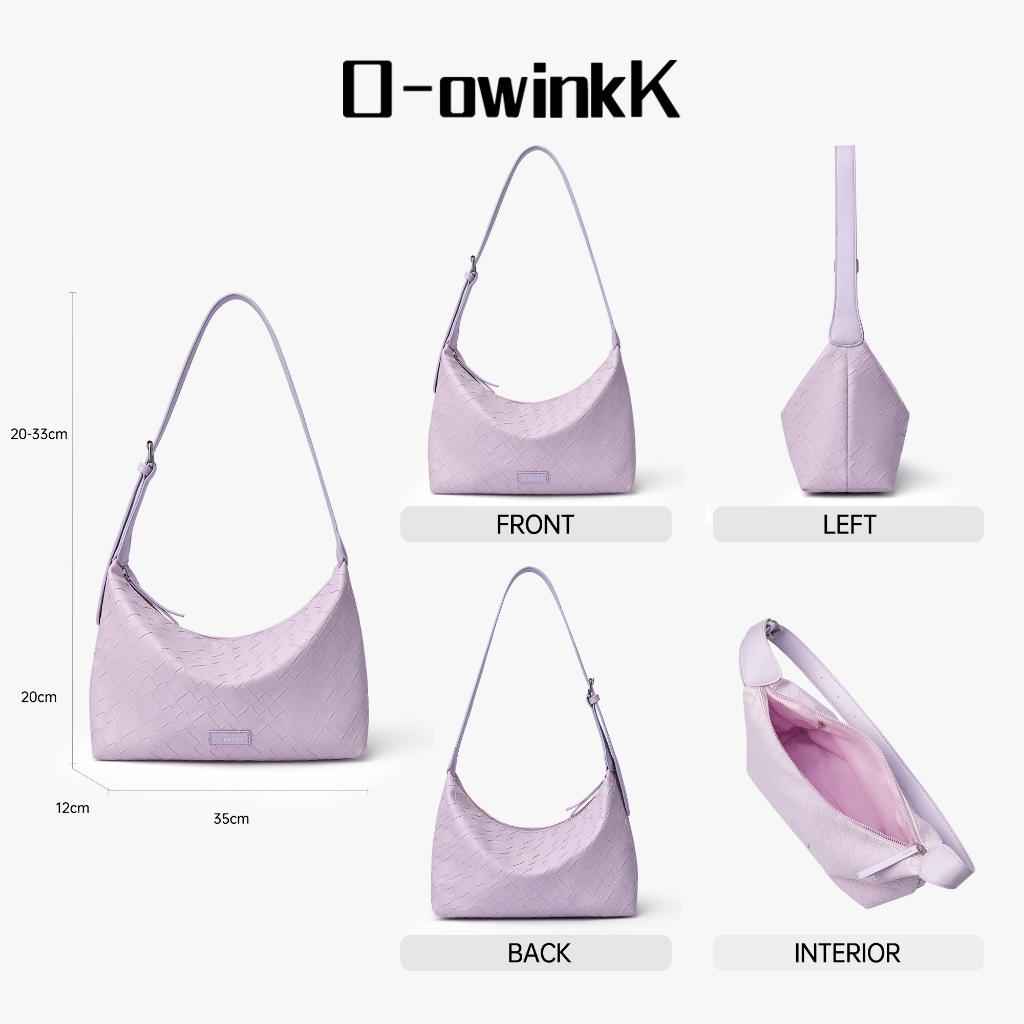 O‑owinkK กระเป๋าโฮโบ PU ลายทอถัก สายปรับได้ สะพายใต้วงแขน สะพายข้างได้ ความจุมาก รูปที่ 6