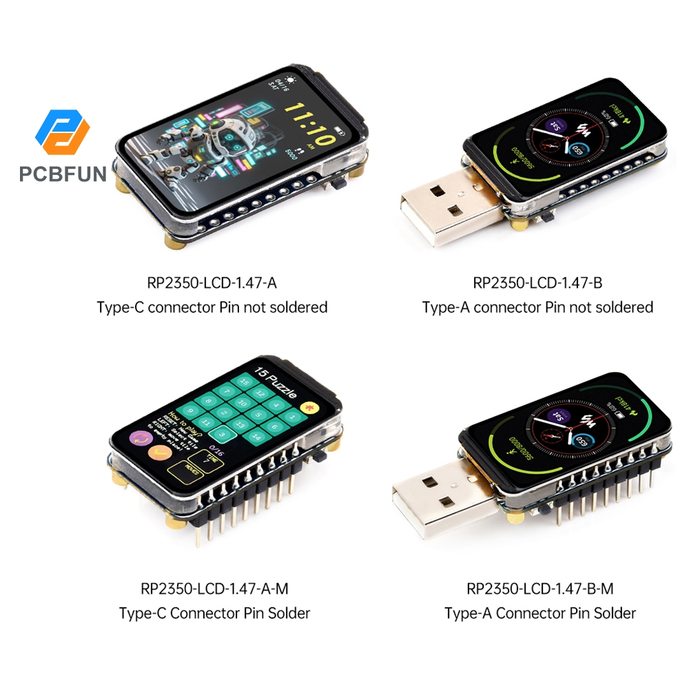 Pcbfun RP2350 1.47 นิ้ว Lcd Development Board 262K สี Lcd Screen Development Board 172  320 ความละเอียด Dual Core Dual Architecture 150Mhz โปรเซสเซอร์