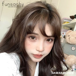 Funsachy Bloom คอนแทคเลนส์สีอ่อนๆ มีค่าสายตา 0.0~-800 สีน้ำตาล สีดำ ตาตุ๊กตาน่ารัก ลายแฟชั่น