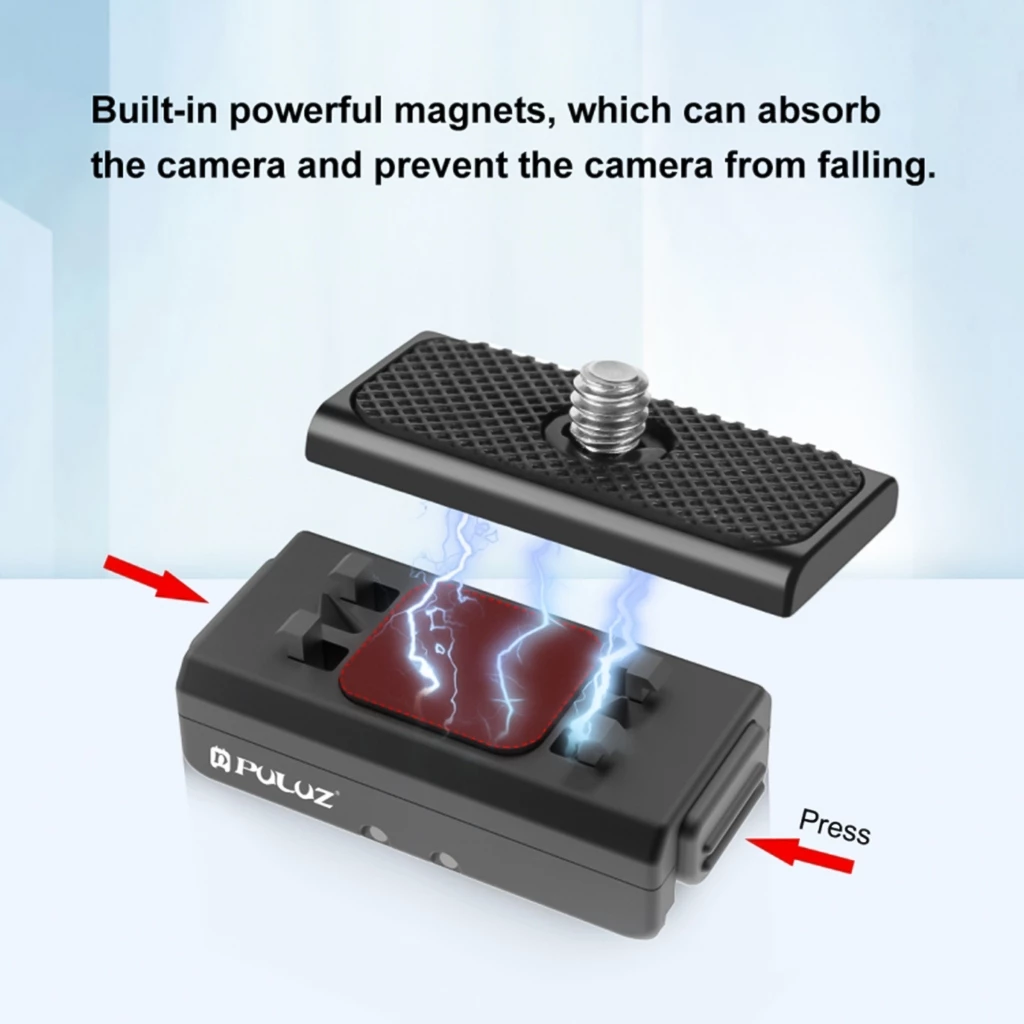 Puluz PU965B Magnetic Quick Release Mount สําหรับกล้องกีฬาอะแดปเตอร์แม่เหล็กอลูมิเนียมสําหรับ Insta360 Ace/ Ace Pro แม่เหล็กดูดอย่างรวดเร็วถอดฐาน thumbnail 9