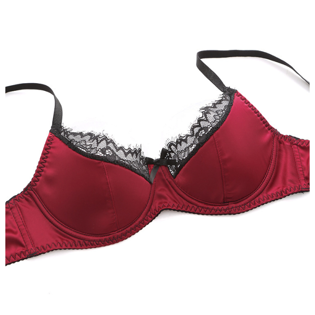 Sexy Seductive Style ลูกไม้ลูกไม้สีแดง Bra ออกแบบหน้าอก การออกแบบปักสไตล์ใหญ่ ผ้าคุณภาพสูง Soft Comfort Bra Set