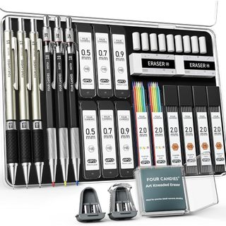 【Buy 2 Get Free Gift】Four Candies Art Mechanical Pencil Set Lapis School Supplies Graduation Children Gift Exam Specific 0.5 0.7 0.9mm(HB 2H 2B 4B Color)Graphite Lead Refills for Drawing Sketching