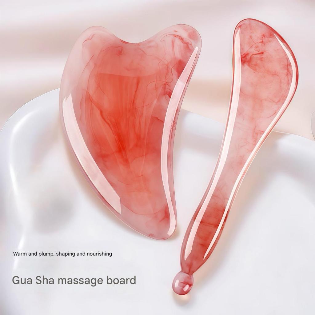 2PCs เรซิ่นเครื่องนวดหน้าชุด Face Gua Sha Borad & Stick Slimming Face Lifting เครื่องมือสําหรับ Anti Ageing Beauty Scraping แผ่นกระชับกําจัดริ้วรอย Enhanced ผิวความยืดหยุ่น