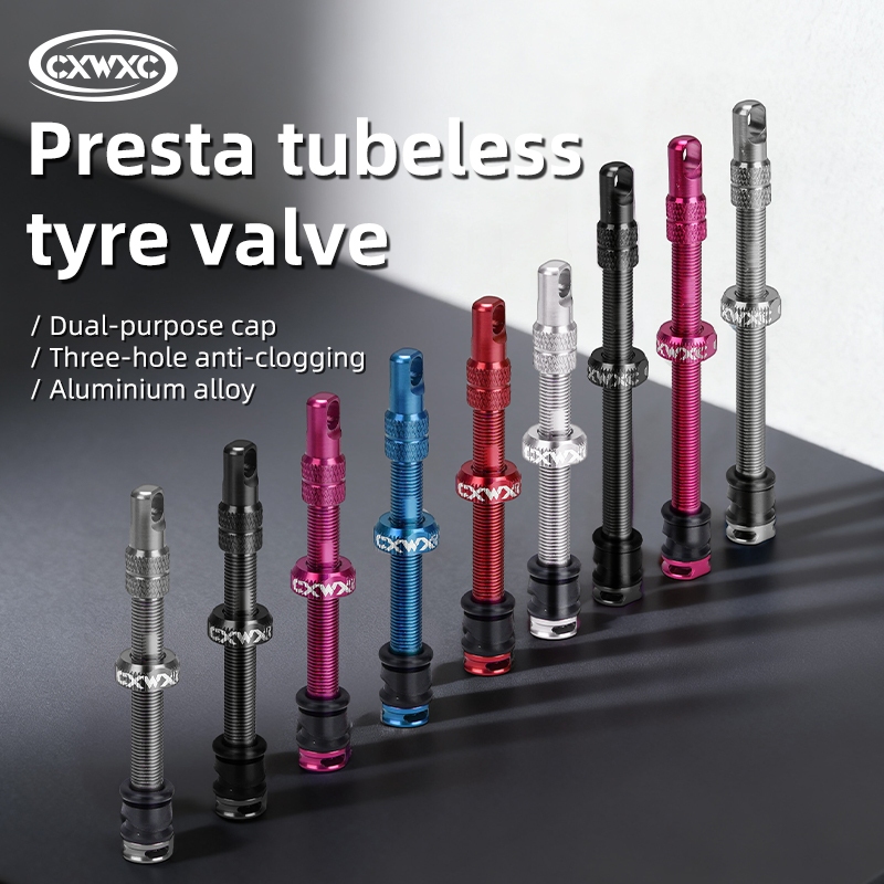 จักรยาน Presta Tubeless Valve ขนาด 45/65/85 มม. ทำจากอลูมิเนียม ออกแบบสำหรับใช้งานทั่วไปและการป้องกันการติดของเกียร์