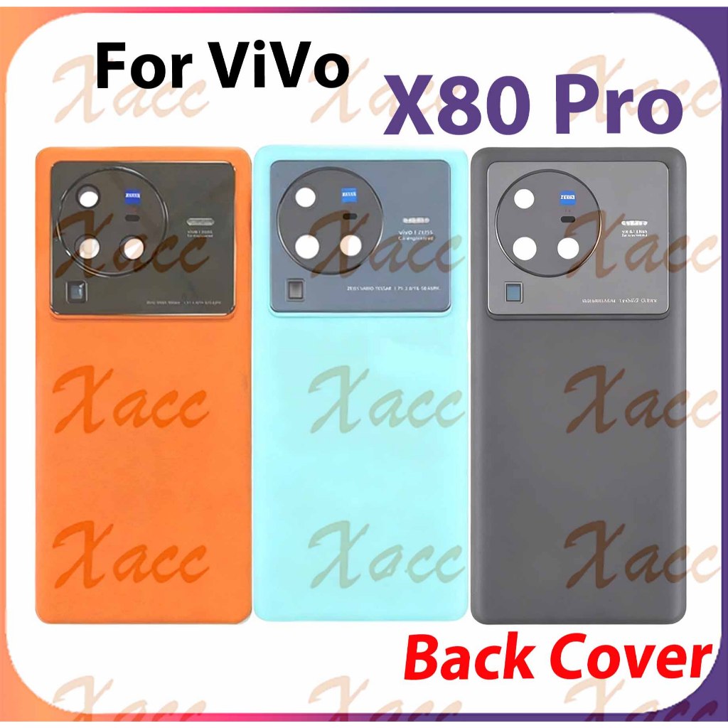 สําหรับ VIVO X80 Pro V2185A V2145 ฝาหลังแบตเตอรี่พร้อมกรอบเลนส์กล้องโทรศัพท์เปลี่ยนการติดตั้ง