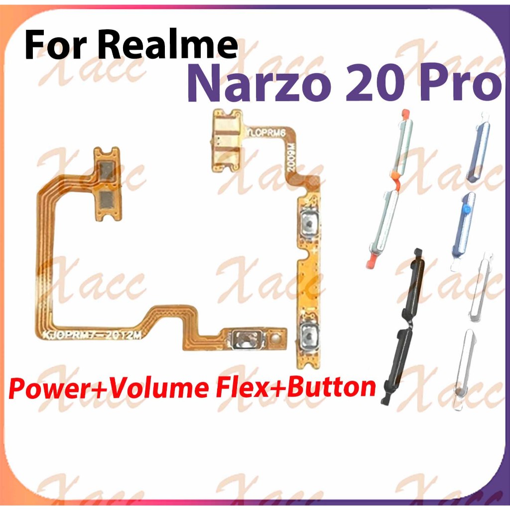 สําหรับRealme NARZO 20 Pro RMX2161 ปุ่มปรับระดับเสียงสายไฟFlex Cableพร้อมON OFFด้านข้างKey Outputริบบิ้นอะไหล่ซ่อมโทรศัพท์ติดตั้งเปลี่ยน