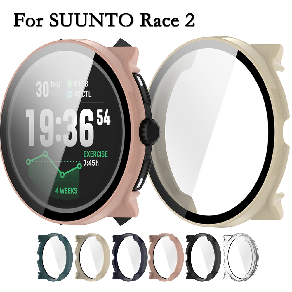 สําหรับ SUUNTO Race 2 นาฬิกาป้องกันกรณี + ฟิล์มกระจกนิรภัย Hard PC นาฬิกา 2-in-1 นาฬิกาตกแต่งสําหรับ